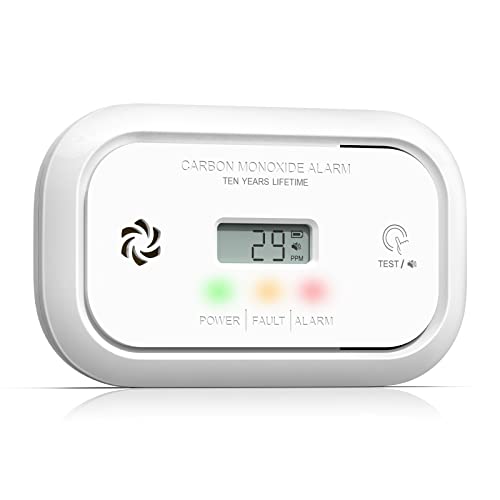 Jemay Carbon Monoxide Detector Alarm, CO Detector with Digital LCD Display, Replaceable Battery Carbon Monoxide Detectors for Home and Depot, 3 LED Lights Carbon Monoxide Alarm, 1-Pack