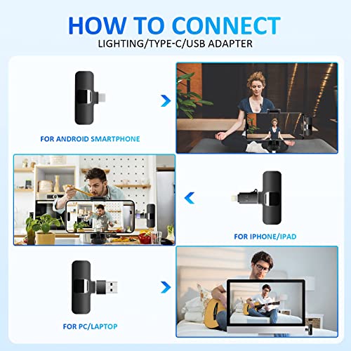 ABSGEEGA Wireless USB Lavalier Lapel Microphone for iPhone& iPad& Android Phones Professional Video Recording Lav Mic for YouTube Interview Vlog Livestream & Podcast(NO APP or Bluetooth)