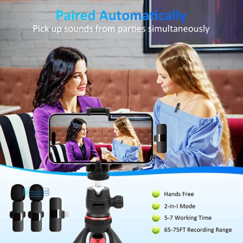 ABSGEEGA Wireless USB Lavalier Lapel Microphone for iPhone& iPad& Android Phones Professional Video Recording Lav Mic for YouTube Interview Vlog Livestream & Podcast(NO APP or Bluetooth)