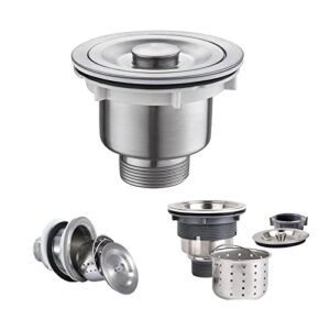 hyuoile kitchen sink drain assembly, 3-1/2 inch sink drain strainer kit with removable strainer basket with sink stopper/sealing lid, stainless steel standard sink drain hole for home, kitchen