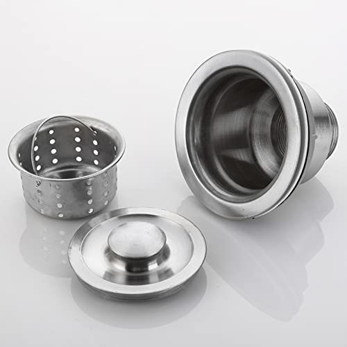 Hyuoile Kitchen Sink Drain Assembly, 3-1/2 Inch Sink Drain Strainer Kit with Removable Strainer Basket with Sink Stopper/Sealing Lid, Stainless Steel Standard Sink Drain Hole for Home, Kitchen