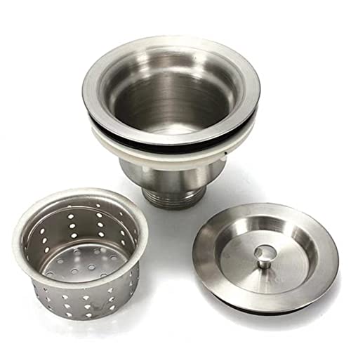 Hyuoile Kitchen Sink Drain Assembly, 3-1/2 Inch Sink Drain Strainer Kit with Removable Strainer Basket with Sink Stopper/Sealing Lid, Stainless Steel Standard Sink Drain Hole for Home, Kitchen