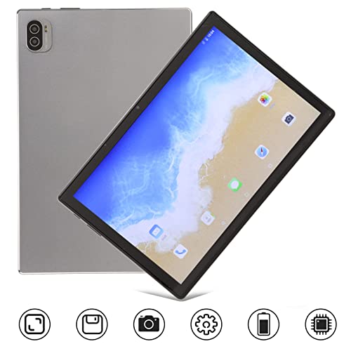 10 Inch Tablet PC,6G RAM 128G ROM,2.4G 5G WiF,1920x1200 IPS Display Screen,Android 12 8MP Front Camera 20MP Rear Camera USB C Rechargeable 8800mA Battery 4G Calling Tablets,Grey(us)