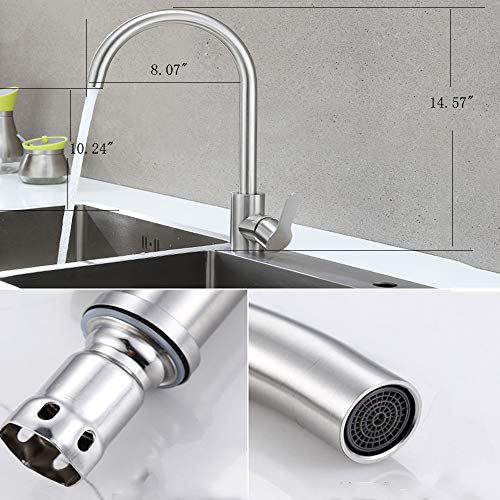 Kitchen Sink Faucet Mix The Faucet for Single Handle Hot and Cold 304 Stainless Steel Kitchen & Bath Fixtures Faucet Brushed Nickel Finished