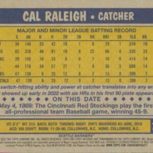 2022 Topps Archives #290 Cal Raleigh 1987 Topps NM-MT RC Rookie Seattle Mariners Baseball