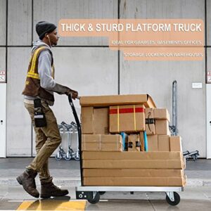 ZIXNEXKOO Platform Truck Cart，450Lbs Aluminum Folding Platform Trucks, Moving Push Cart Dolly with Swivel Wheels and Non-Slip Surface, Used for Home, Garage, Warehouse & Carrying