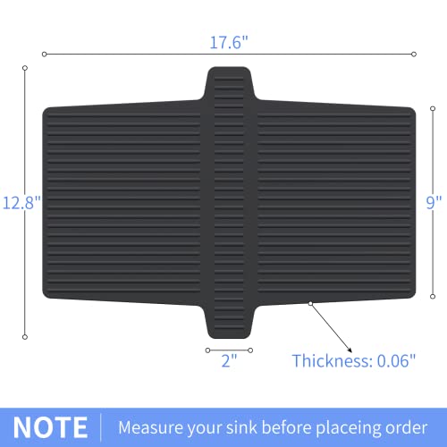 Bligli Silicone Sink Divider Mat, Large Durable Sink Saddle Pad with No Suction Cup, Kitchen Divided Sink Protector Mat for Glassware Dishes, Easy to Clean and No Smell, 12.8" x 17.6" (Black,1 PACK)