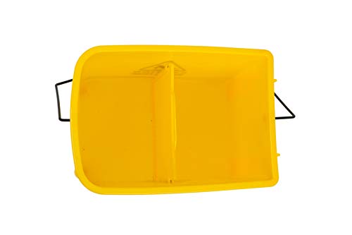 Commercial Mop Bucket on Wheels, 5.28 Gallon Side Press Wringer Combo Commercial Home Cleaning Cart with Wringer, All-in-One Tandem Mopping Bucket, Yellow Color