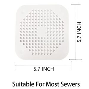 2 Pack Shower Drain Hair Catcher-Square 5.7 Inch Flat Durable Silicone Drain Hair Catcher, Shower Drain Hair Catcher with Suction Cups Easy to Install Bathroom,Bathtub,Kitchen