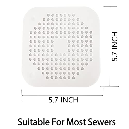 2 Pack Shower Drain Hair Catcher-Square 5.7 Inch Flat Durable Silicone Drain Hair Catcher, Shower Drain Hair Catcher with Suction Cups Easy to Install Bathroom,Bathtub,Kitchen