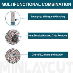 MINLAYCUT Diamond Finger Milling Bit - 20mm Tile Hole Bit for Enlarging and Shaping or Round Bevel Existing Holes in Porcelain Hard Ceramic Granite and Marble