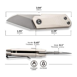 CIVIVI Ki-V Front Flipper Pocket Knife, Double Detent Slip Joint Small Folding Knife with Deep Carry Pocket Clip For Easy EDC C2108C (Ivory)