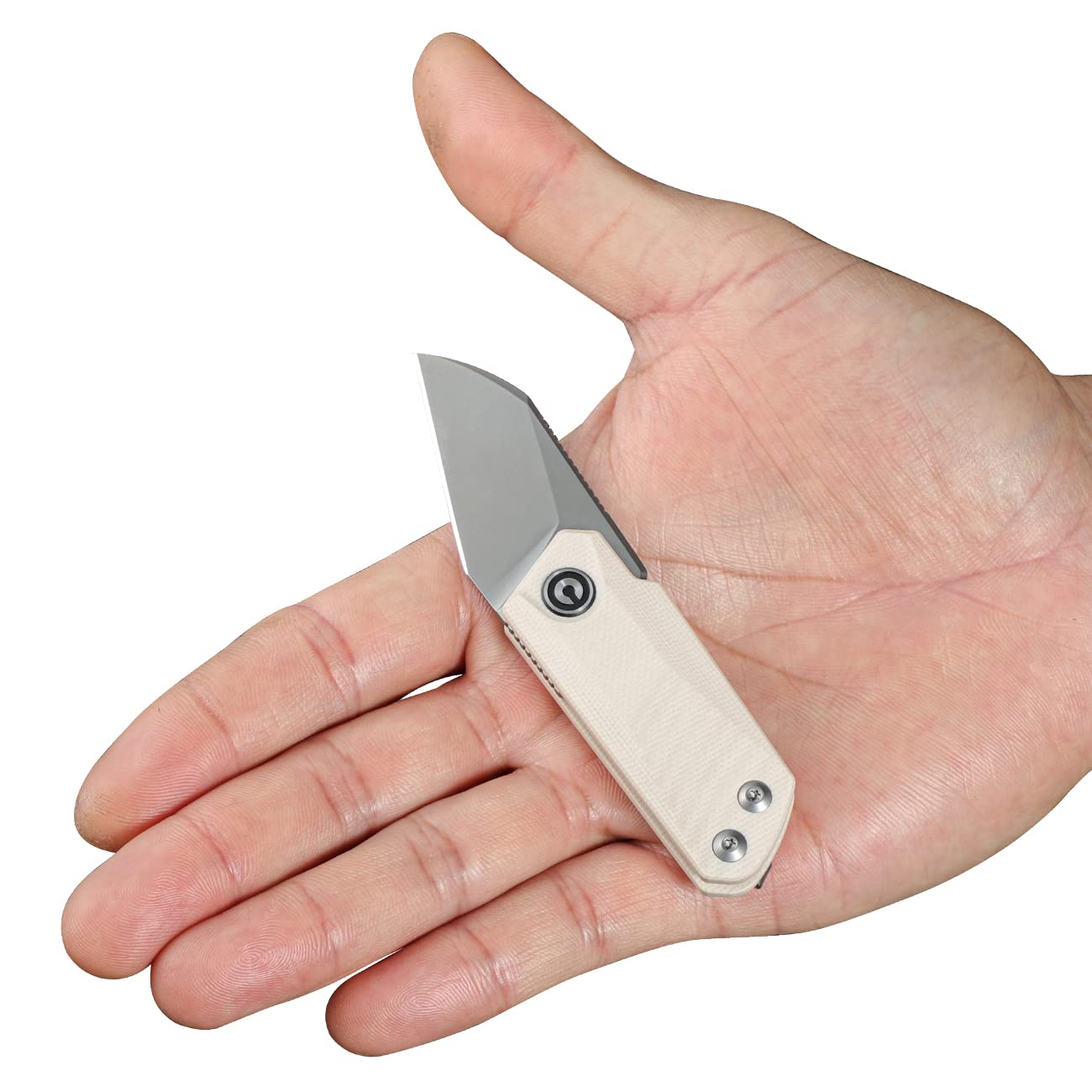 CIVIVI Ki-V Front Flipper Pocket Knife, Double Detent Slip Joint Small Folding Knife with Deep Carry Pocket Clip For Easy EDC C2108C (Ivory)