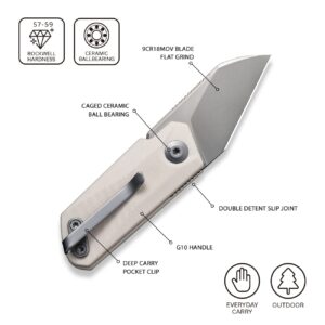 CIVIVI Ki-V Front Flipper Pocket Knife, Double Detent Slip Joint Small Folding Knife with Deep Carry Pocket Clip For Easy EDC C2108C (Ivory)