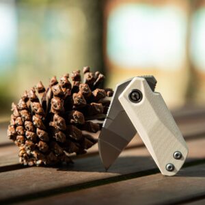 CIVIVI Ki-V Front Flipper Pocket Knife, Double Detent Slip Joint Small Folding Knife with Deep Carry Pocket Clip For Easy EDC C2108C (Ivory)