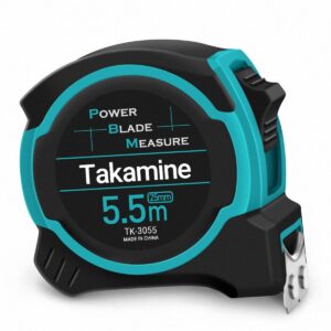 takamine professional tape measure with magnetic hook, self-lock,5.5m power blade measure,retractable measuring tape,easy to read for craftman,engineers