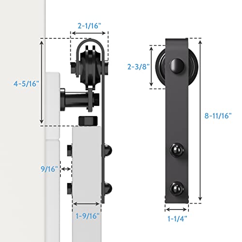 JZVXX 6FT Barn Door Hardware kit, Barn Door Track, Sliding Door Hardware kit, Easy to Install- Mini Version- Combination Track Mode- Step by Step Manual Included.(JD-6FT-mini-5)