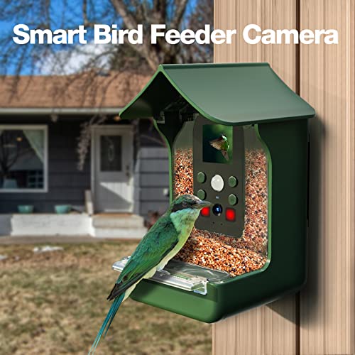 NUOTUN Smart Bird Feeder Camera with PIR Motion Detection - 1080P Auto Capture Photo&Video - Night Vision Bird House - with Hummingbird Feeder & Mounting Accessories - 32G Card