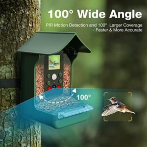 NUOTUN Smart Bird Feeder Camera with PIR Motion Detection - 1080P Auto Capture Photo&Video - Night Vision Bird House - with Hummingbird Feeder & Mounting Accessories - 32G Card