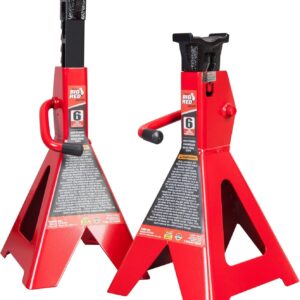 BIG RED AT46002R Torin Steel Jack Stands: 6 Ton (12,000 lb) Capacity, Red, 1 Pair