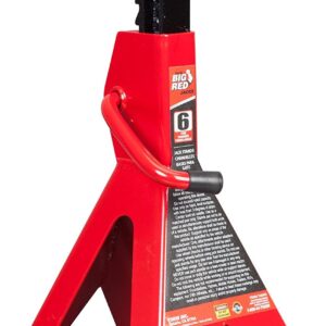 BIG RED AT46002R Torin Steel Jack Stands: 6 Ton (12,000 lb) Capacity, Red, 1 Pair