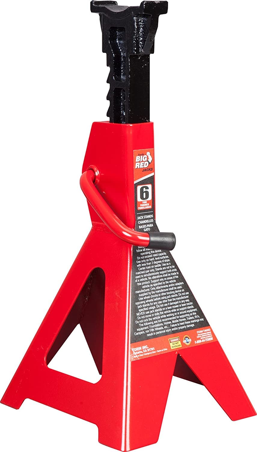 BIG RED AT46002R Torin Steel Jack Stands: 6 Ton (12,000 lb) Capacity, Red, 1 Pair