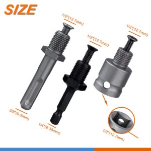 GANYEE 1-13mm Keyless Drill Chuck Adapter Kit 1/2"-20UNF with SDS-Plus Shank 1/4" Hex Shank 1/2" Socket Square Female Adapter fits Rotary hammer/Impact wrench/Impact Screwdriver