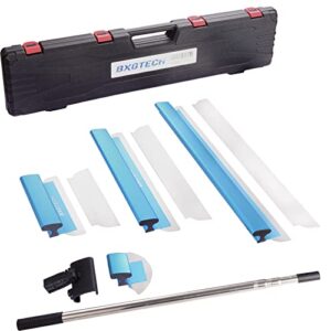 bxgtech drywall tools skimming blade with extension handle - 12", 22" & 32" blades extruded aluminum 301 stainless steel construction tools end caps, wall-board with 0.5mm&0.35mm thickness blue