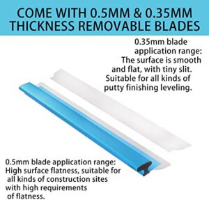 BXGTECH Drywall Tools Skimming Blade with Extension Handle - 12", 22" & 32" Blades Extruded Aluminum 301 Stainless Steel Construction Tools End Caps, Wall-Board with 0.5mm&0.35mm Thickness blue