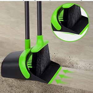 Broom and Dustpan Set, Broom and Dustpan, Broom and Dustpan Set for Home, Upgrade 52" Long Handle Broom with Stand Up Dustpan Combo Set for Office Home Kitchen Lobby Floor Use, Dust pan and Broom Set