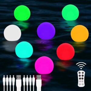 floating pool lights,rechargeable led color changing pool lights that float,3 inch led pool light with remote and hook for pool pond spa bath garden,hot tub accessories,pool party decorations 8pcs