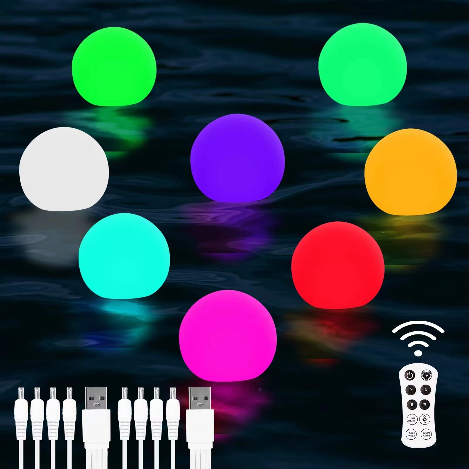 Floating Pool Lights,Rechargeable LED Color Changing Pool Lights That Float,3 Inch LED Pool Light with Remote and Hook for Pool Pond Spa Bath Garden,Hot Tub Accessories,Pool Party Decorations 8pcs