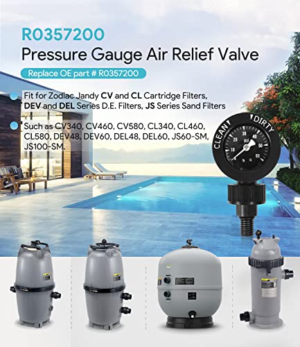 R0357200 Air Gauge Release Valve Assembly Replacement for Zodiac Jandy Pool and Spa Filters CV, CL, DEV, DEL, JS Series