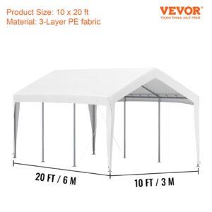 VEVOR 10 x 20 ft Carport Replacement Canopy Cover, Ripstop Triple-Layer PE Fabric Garage Top Tarp Shelter Cover, UV Resistant Waterproof Car Cover Tent for Party, Garden, Boat (Frame is not Included)