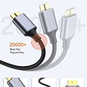 USB Micro B External Hard Drive Cable 1.5FT, Micro B USB 3.0 Cable USB A to Micro B Cord Compatible with Samsung Galaxy S5/Note 3, Seagate Hard Drive, Camera