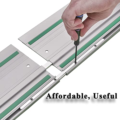 Guide Rail Connector Set P-45777 for Makita Track Saw Long Cuts， Also Compatible with Festool, Fit for DeWalt, Fit in Integrated Guide Rail T-Slots for Secure Cutting, 2 PCS, Sliver