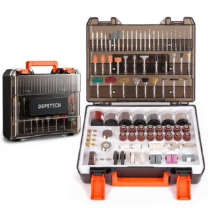 depstech rotary tool accessories kit, 420pcs accessory set, 1/8"(3.2mm) diameter shanks, universal kit fits all tool for carving, sanding, cutting, drilling, grinding, cleaning and polishing- at420