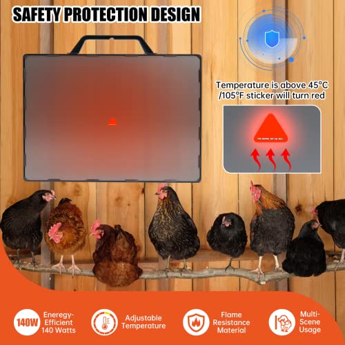 Fitinhot Chicken Coop Heater, Winter Chicken Coop Space Heater, 120W Radiant Heat Flat Panel Chick Heater,UL-Compliant, 2 Installation Style, Safer Than Brooder Lamps, Suitable for Farm/House Using