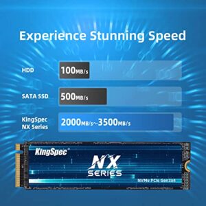 KingSpec 1TB M.2 PCIe SSD 2280, up to 3500MB/s, Internal M2 NVMe Gen 3 Hard Drive with 3D NAND Flash, Compatible with Laptop & PC Desktop