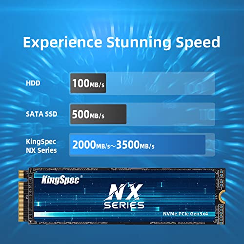 KingSpec 1TB M.2 PCIe SSD 2280, up to 3500MB/s, Internal M2 NVMe Gen 3 Hard Drive with 3D NAND Flash, Compatible with Laptop & PC Desktop