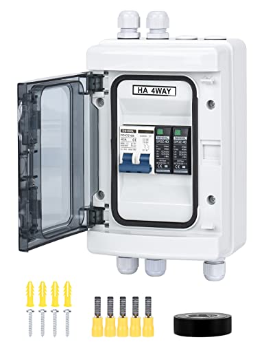 DIHOOL Outdoor Circuit Breaker Box, Solar Isolator Disconnect Switch 40 Amp Breaker DC 500V