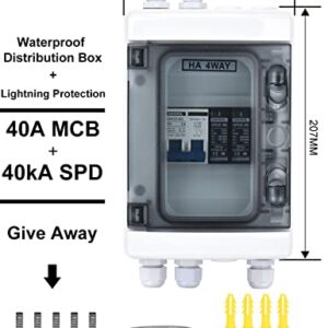 DIHOOL Outdoor Circuit Breaker Box, Solar Isolator Disconnect Switch 40 Amp Breaker DC 500V