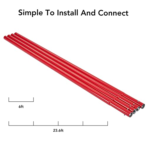 Bull Float Magnesium Concrete Float, 48 x 8" Round End Concrete Float Tool Cement Tool, Concrete Kit Bull Float with 4 Float Handle Bracket Concrete Tools Finishing（RED）