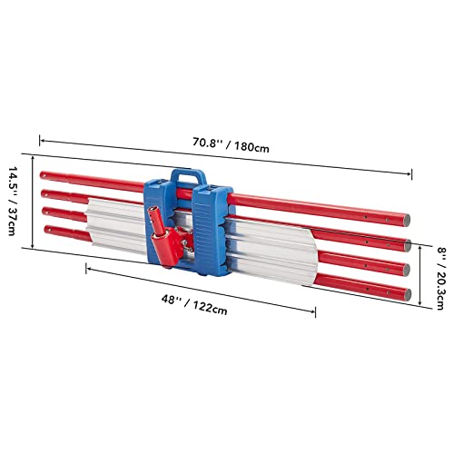 Bull Float Magnesium Concrete Float, 48 x 8" Round End Concrete Float Tool Cement Tool, Concrete Kit Bull Float with 4 Float Handle Bracket Concrete Tools Finishing（RED）