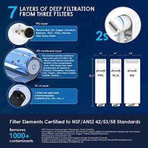 Frizzlife PX500-A Reverse Osmosis Water Filtration System - Alkaline & Remineralization, 500 GPD Fast Flow, with Extra ASR311 Replacement Filter Cartridge (1st Stage)