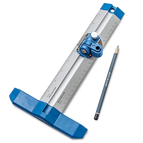 9” Quick Draw Marking Gauge –Single-Handed Measuring and Marking Tools w/Spring-Loaded Scale, Dovetail Keyway - Aluminum Ruler to Mark Mortises & Grooves – Multi-Purpose Slide Ruler - Carpentry Tools