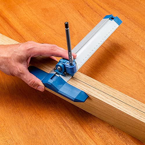 9” Quick Draw Marking Gauge –Single-Handed Measuring and Marking Tools w/Spring-Loaded Scale, Dovetail Keyway - Aluminum Ruler to Mark Mortises & Grooves – Multi-Purpose Slide Ruler - Carpentry Tools