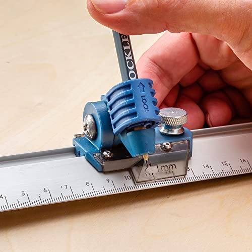 9” Quick Draw Marking Gauge –Single-Handed Measuring and Marking Tools w/Spring-Loaded Scale, Dovetail Keyway - Aluminum Ruler to Mark Mortises & Grooves – Multi-Purpose Slide Ruler - Carpentry Tools