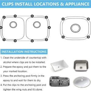 24 PCs Sink Clips Kit, Undermount Sink Clips, Sink Mounting Kit Bracket, Installation Repair Hardware Clips Fastener Support for Kitchen or Bathroom Sinks (Silver)