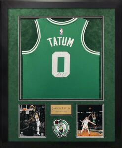 jayson tatum autograph jersey green framed 37×45 - autographed nba jerseys